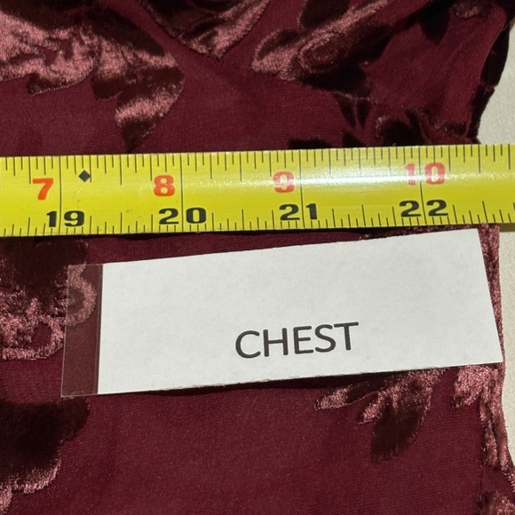 Sundance Women Burnout Velvet Peasant Blouse Top Sz L Burgundy Whimsigoth Fairy - Picture 11 of 12